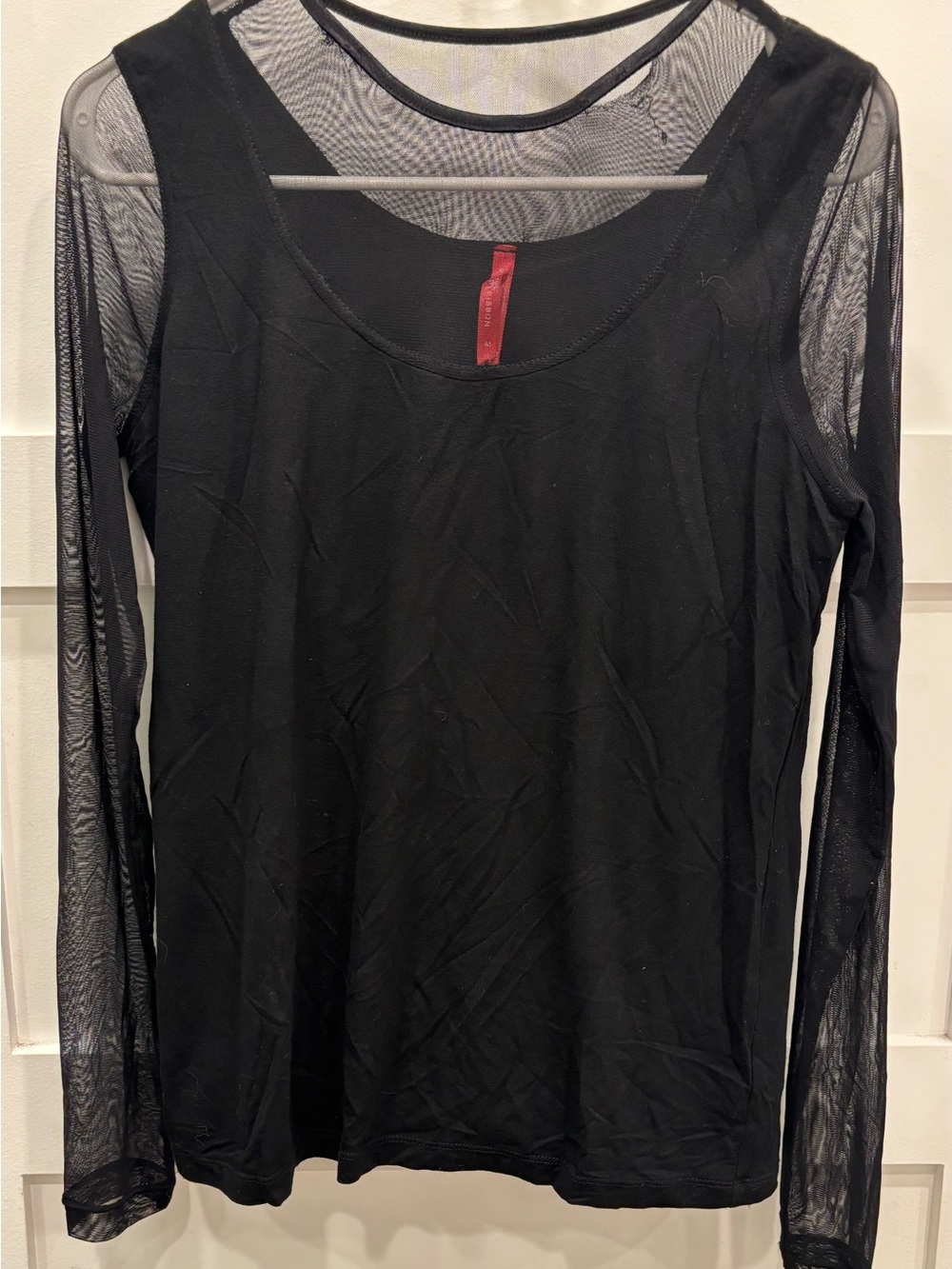 Ruby Ribbon Black Long Sleeve Sheer Mesh Top